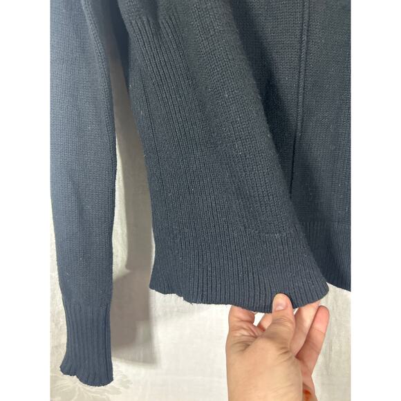 Nordstrom Turtleneck Sweater Small Black Ribbed Organic Cotton Merino Wool - Picture 3 of 9